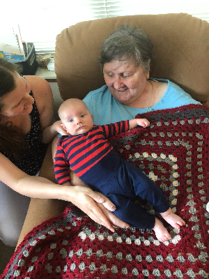 Me introducing my son, Ezra, to his Great-Grandma Krentz